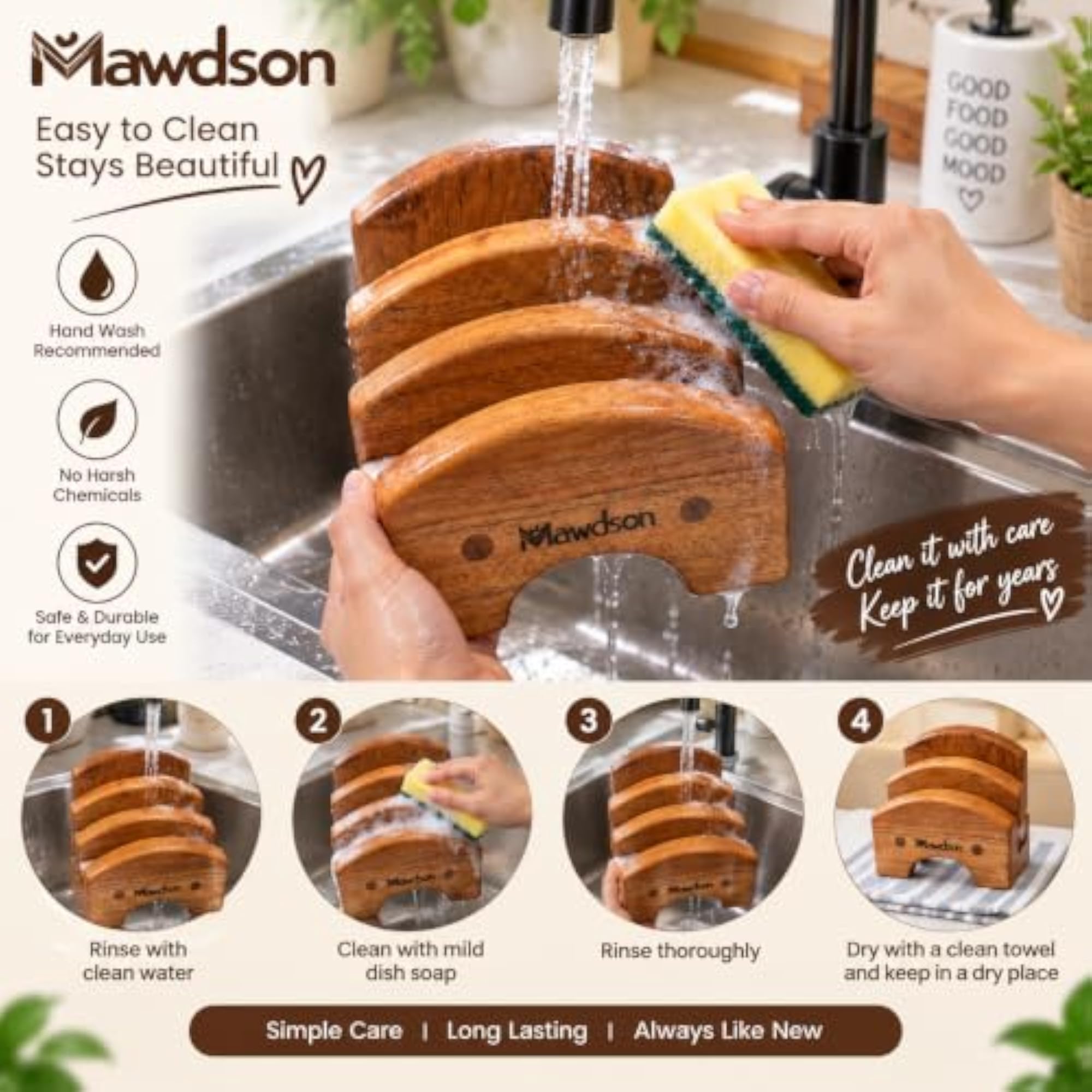 Premium Mahagony Wooden Cutting Board Stand